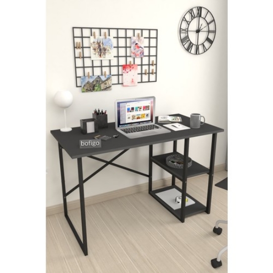 Picture of Bofigo 60X120 cm Work Desk with 2 Shelves Computer Desk Office Lesson Dining Table Anthracite