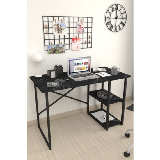 Picture of Bofigo 60X120 cm Work Desk with 2 Shelves Computer Desk Office Lesson Dining Table Bendir
