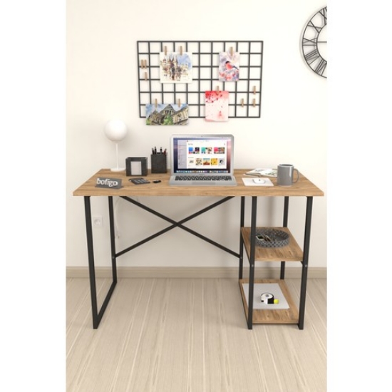 Picture of Bofigo 60X120 cm Pine Work Desk with 2 Shelves Computer Desk Office Lesson Dining Table