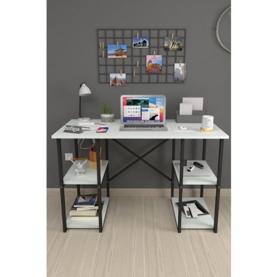 Picture of Bofigo 60X120 cm 4 Shelf Work Desk Computer Desk Office Lesson Dining Table White