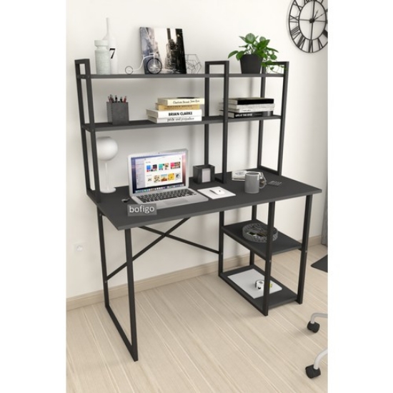 Picture of Bofigo 2 Shelf Work Table Computer Desk Office Lesson Table + Table Top Shelf Bookcase Anthracite