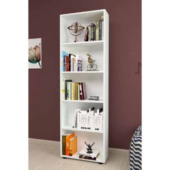 Picture of Bofigo Decorative 5 Shelf Bookcase Modern Bookcase White