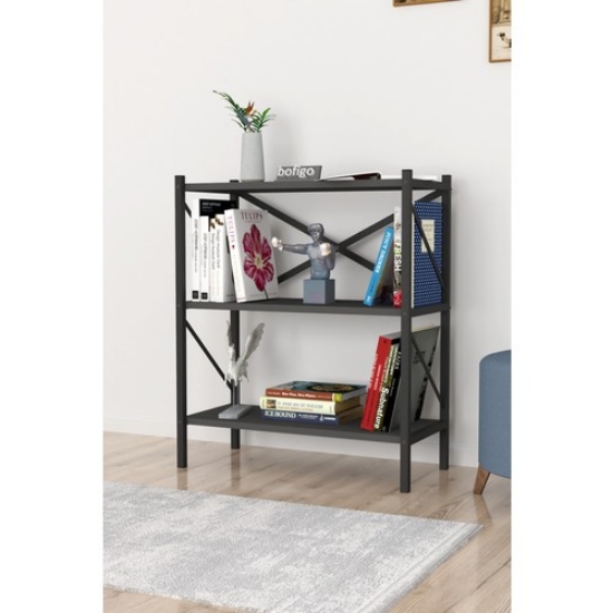 Picture of Bofigo Decorative 3 Shelf Bookcase Metal Bookcase Anthracite