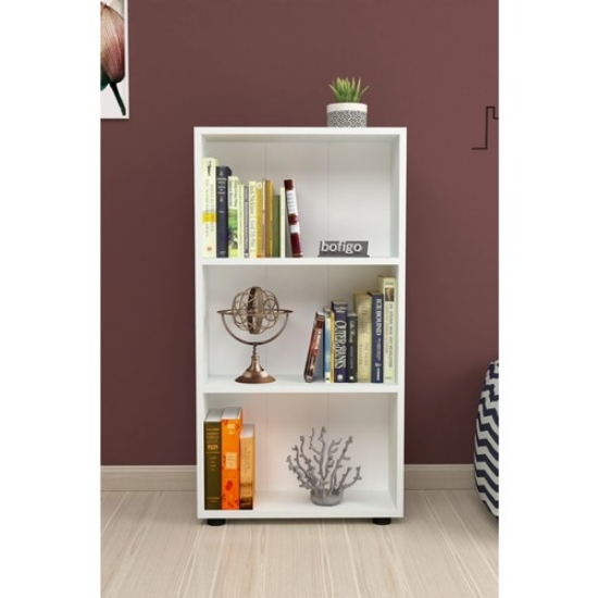 Picture of Bofigo Decorative 3 Shelf Bookcase Modern Bookcase White