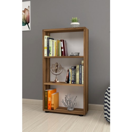 Picture of Bofigo Decorative 3 Shelf Bookcase Modern Bookcase Walnut