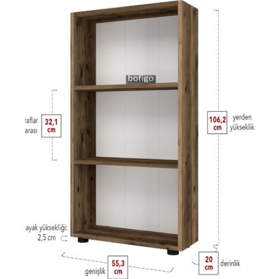 Picture of Bofigo Decorative 3 Shelf Bookcase Modern Bookcase Lydian