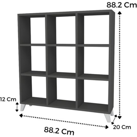 Picture of Bofigo Cube Bookcase 9 Compartment Shelf Bookcase Square Bookcase Library Anthracite