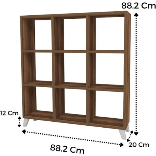 Picture of Bofigo Cube Bookcase 9 Compartment Shelf Bookcase Square Bookcase Library Walnut