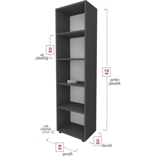 Picture of Bofigo 5 Shelf Bookcase Office Cabinet Folder Multipurpose Cabinet Kitchen Cabinet Anthracite