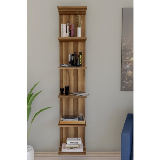 Picture of Bofigo Wall Mount Bookcase Wall Shelf Walnut