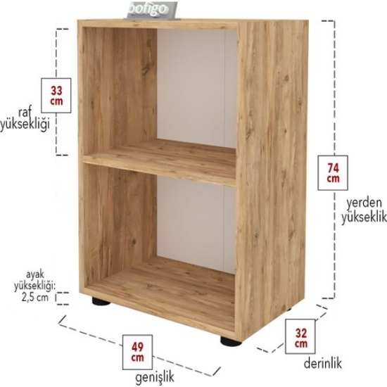 Picture of Bofigo 2 Shelf Bookcase Office Cabinet Folder Multipurpose Cabinet Kitchen Cabinet Pine