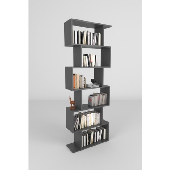 Picture of Bofigo 6 Shelf Bookcase Decorative Shelf Zigzag Bookcase Anthracite