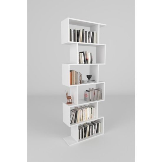 Picture of Bofigo 6 Shelf Bookcase Decorative Shelf Zigzag Bookcase White
