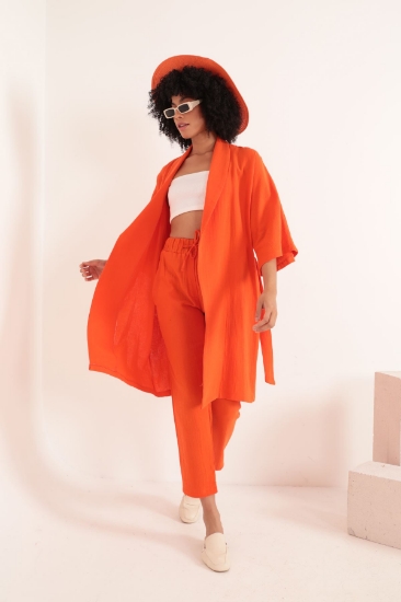 Picture of Muslin Fabric Oversize Women's Kimono-Orange